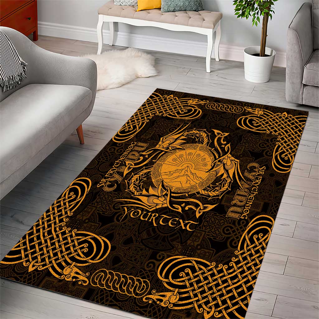 Personalized Brecknockshire Sir Frycheiniog Area Rug Gold Brecon Beacons Mountain Celtic-inspired - Wonder Print Shop