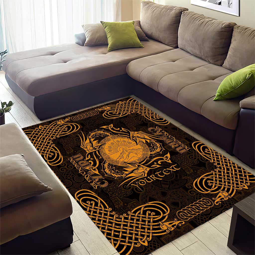 Personalized Brecknockshire Sir Frycheiniog Area Rug Gold Brecon Beacons Mountain Celtic-inspired - Wonder Print Shop