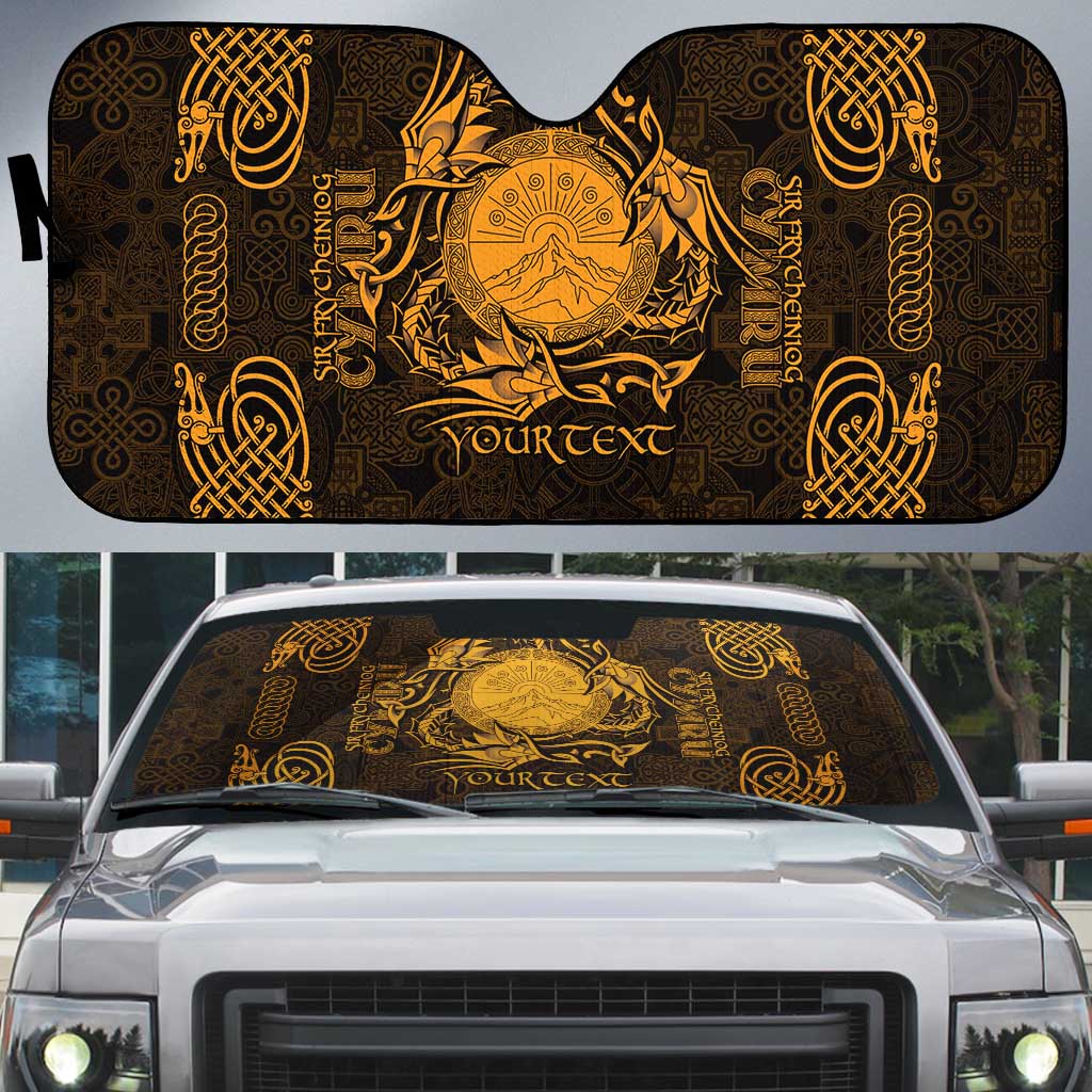 Personalized Brecknockshire Sir Frycheiniog Auto Sun Shade Gold Brecon Beacons Mountain Celtic-inspired - Wonder Print Shop