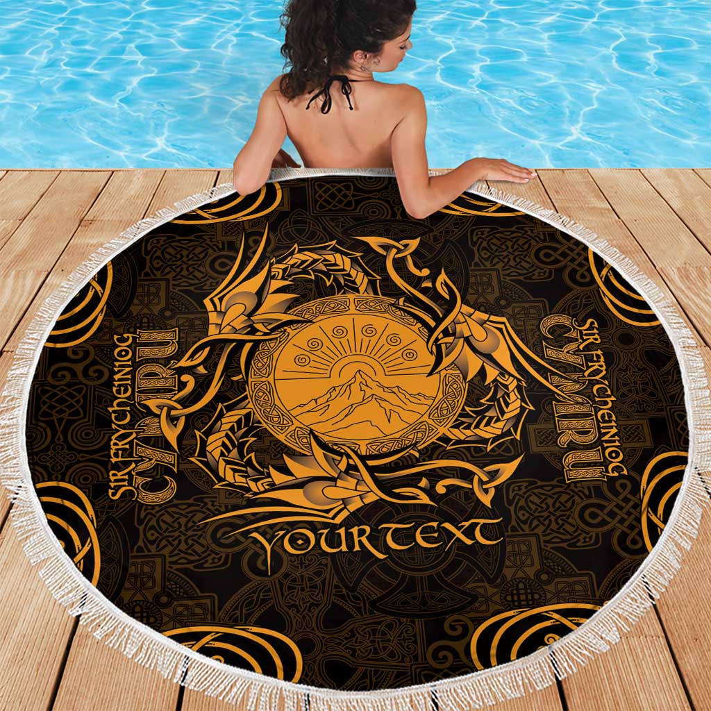 Personalized Brecknockshire Sir Frycheiniog Beach Blanket Gold Brecon Beacons Mountain Celtic-inspired - Wonder Print Shop