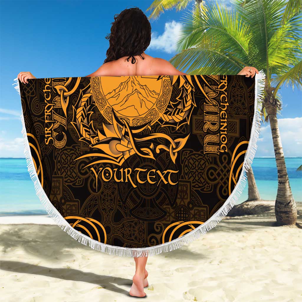 Personalized Brecknockshire Sir Frycheiniog Beach Blanket Gold Brecon Beacons Mountain Celtic-inspired - Wonder Print Shop