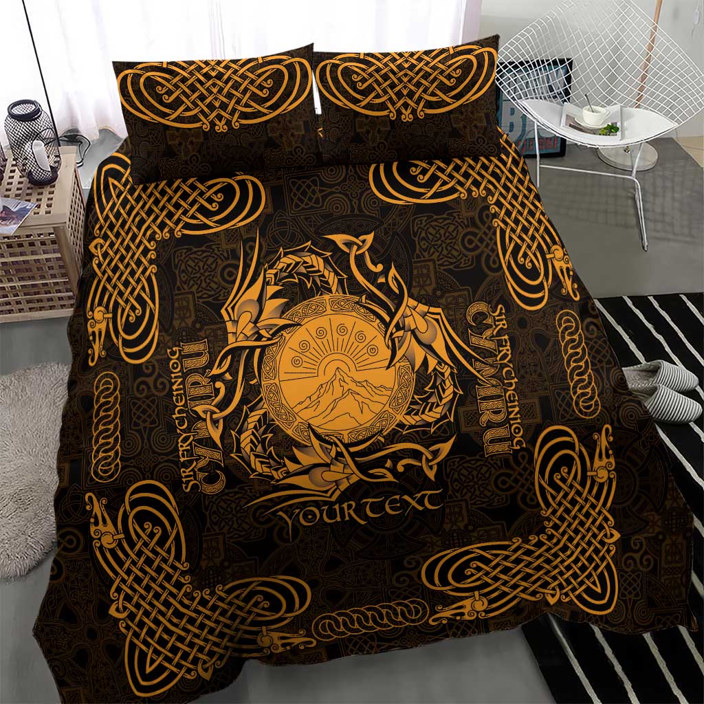 Personalized Brecknockshire Sir Frycheiniog Bedding Set Gold Brecon Beacons Mountain Celtic-inspired - Wonder Print Shop