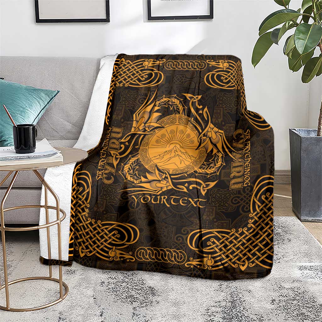 Personalized Brecknockshire Sir Frycheiniog Blanket Gold Brecon Beacons Mountain Celtic-inspired - Wonder Print Shop