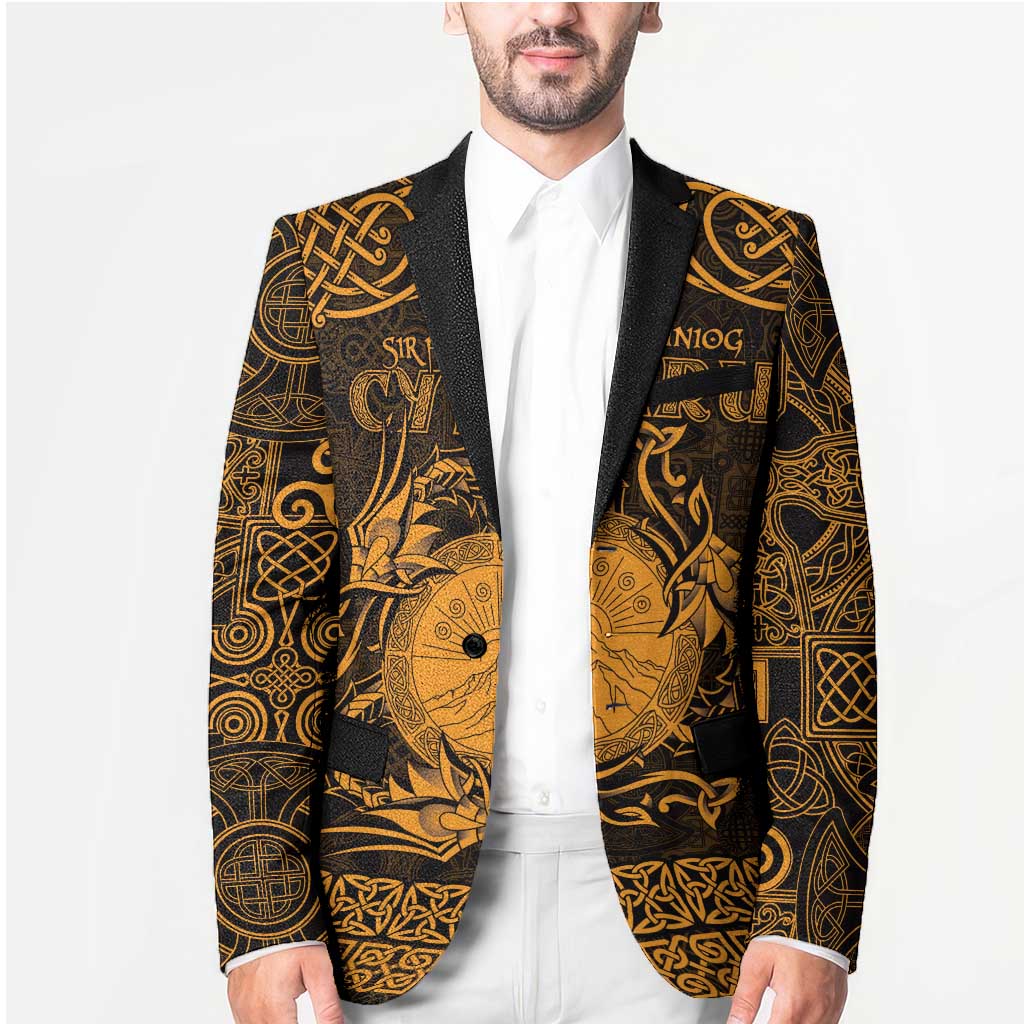 Personalized Brecknockshire Sir Frycheiniog Blazer Gold Brecon Beacons Mountain Celtic-inspired - Wonder Print Shop