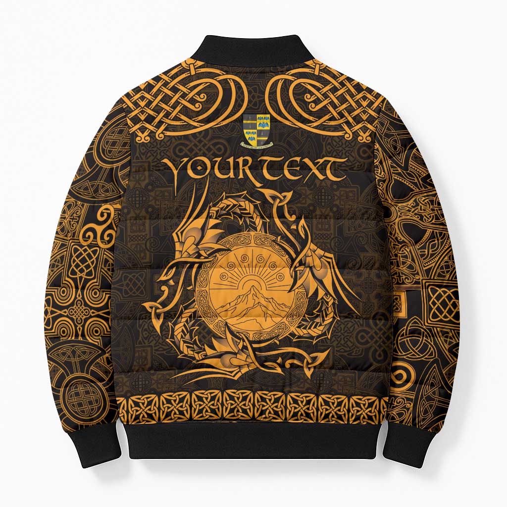 Personalized Brecknockshire Sir Frycheiniog Bomber Puffer Jacket Gold Brecon Beacons Mountain Celtic-inspired - Wonder Print Shop