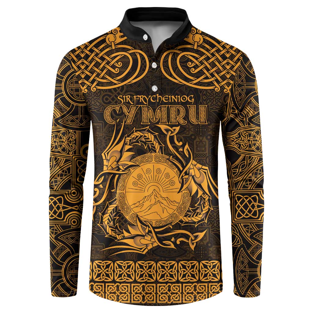 Personalized Brecknockshire Sir Frycheiniog Button Sweatshirt Gold Brecon Beacons Mountain Celtic-inspired - Wonder Print Shop