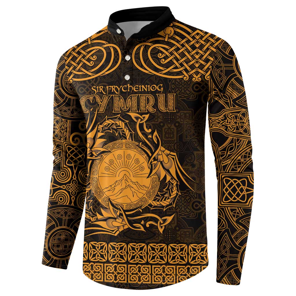 Personalized Brecknockshire Sir Frycheiniog Button Sweatshirt Gold Brecon Beacons Mountain Celtic-inspired - Wonder Print Shop