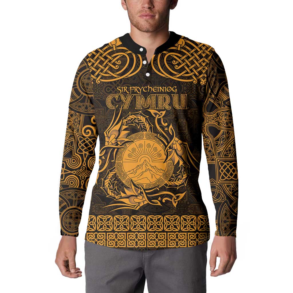 Personalized Brecknockshire Sir Frycheiniog Button Sweatshirt Gold Brecon Beacons Mountain Celtic-inspired - Wonder Print Shop