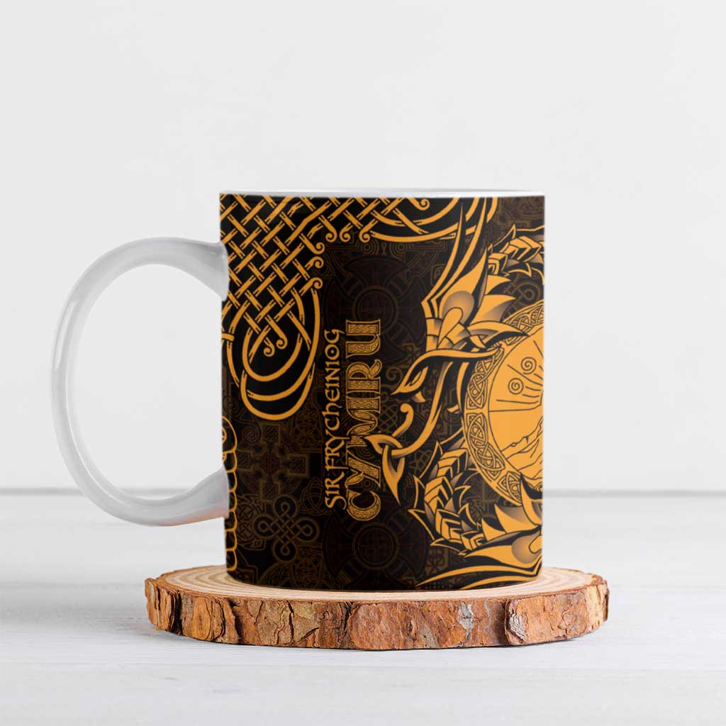 Personalized Brecknockshire Sir Frycheiniog Ceramic Mug Gold Brecon Beacons Mountain Celtic-inspired - Wonder Print Shop
