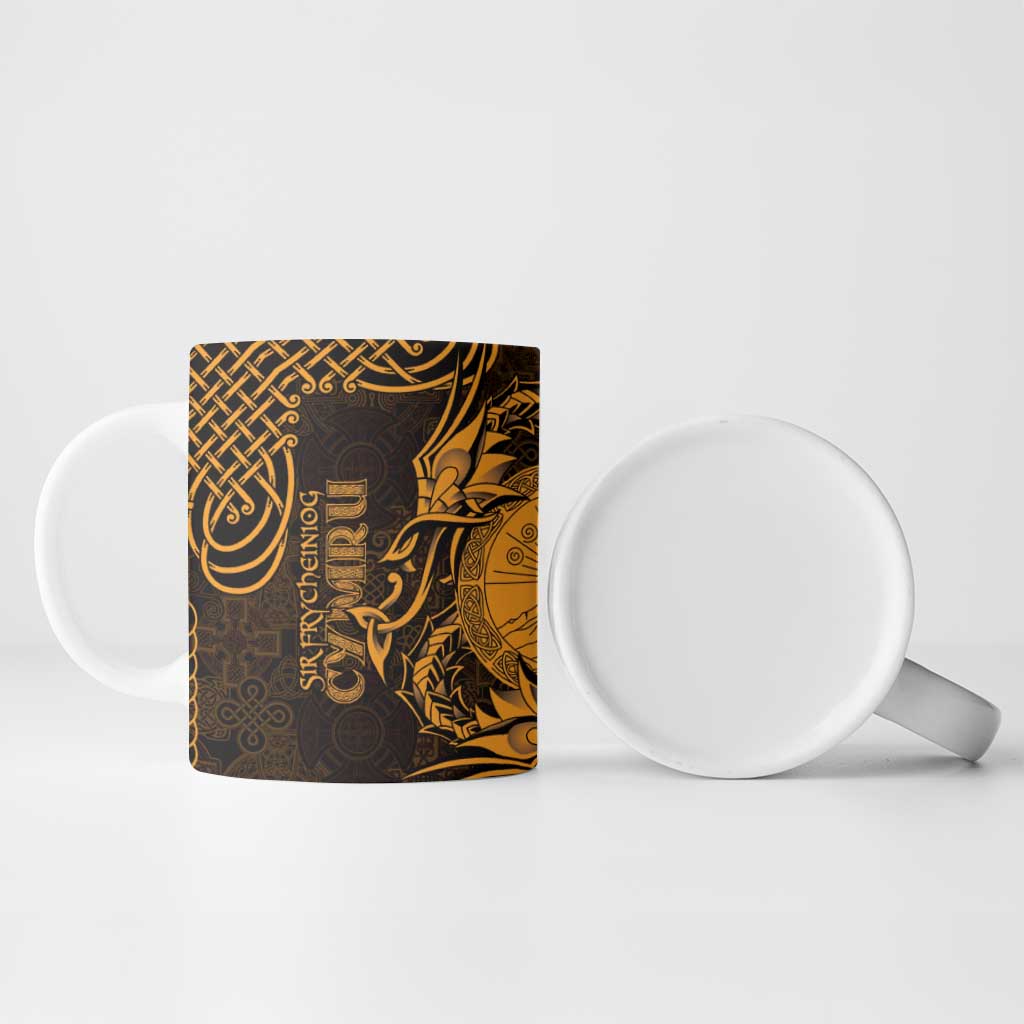 Personalized Brecknockshire Sir Frycheiniog Ceramic Mug Gold Brecon Beacons Mountain Celtic-inspired - Wonder Print Shop