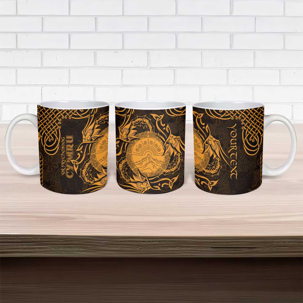 Personalized Brecknockshire Sir Frycheiniog Ceramic Mug Gold Brecon Beacons Mountain Celtic-inspired - Wonder Print Shop