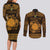 Personalized Brecknockshire Sir Frycheiniog Couples Matching Long Sleeve Bodycon Dress and Long Sleeve Button Shirt Gold Brecon Beacons Mountain Celtic-inspired - Wonder Print Shop