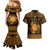 Personalized Brecknockshire Sir Frycheiniog Couples Matching Mermaid Dress and Hawaiian Shirt Gold Brecon Beacons Mountain Celtic-inspired - Wonder Print Shop