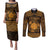 Personalized Brecknockshire Sir Frycheiniog Couples Matching Puletasi and Long Sleeve Button Shirt Gold Brecon Beacons Mountain Celtic-inspired - Wonder Print Shop