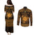 Personalized Brecknockshire Sir Frycheiniog Couples Matching Puletasi and Long Sleeve Button Shirt Gold Brecon Beacons Mountain Celtic-inspired - Wonder Print Shop