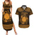 Personalized Brecknockshire Sir Frycheiniog Couples Matching Summer Maxi Dress and Hawaiian Shirt Gold Brecon Beacons Mountain Celtic-inspired - Wonder Print Shop