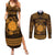 Personalized Brecknockshire Sir Frycheiniog Couples Matching Summer Maxi Dress and Long Sleeve Button Shirt Gold Brecon Beacons Mountain Celtic-inspired - Wonder Print Shop