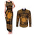 Personalized Brecknockshire Sir Frycheiniog Couples Matching Tank Maxi Dress and Long Sleeve Button Shirt Gold Brecon Beacons Mountain Celtic-inspired - Wonder Print Shop