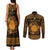 Personalized Brecknockshire Sir Frycheiniog Couples Matching Tank Maxi Dress and Long Sleeve Button Shirt Gold Brecon Beacons Mountain Celtic-inspired - Wonder Print Shop