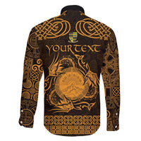 Personalized Brecknockshire Sir Frycheiniog Family Matching Long Sleeve Bodycon Dress and Hawaiian Shirt Gold Brecon Beacons Mountain Celtic-inspired - Wonder Print Shop