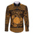 Personalized Brecknockshire Sir Frycheiniog Family Matching Off The Shoulder Long Sleeve Dress and Hawaiian Shirt Gold Brecon Beacons Mountain Celtic-inspired - Wonder Print Shop