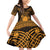 Personalized Brecknockshire Sir Frycheiniog Family Matching Off Shoulder Short Dress and Hawaiian Shirt Gold Brecon Beacons Mountain Celtic-inspired - Wonder Print Shop