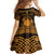 Personalized Brecknockshire Sir Frycheiniog Family Matching Off Shoulder Short Dress and Hawaiian Shirt Gold Brecon Beacons Mountain Celtic-inspired - Wonder Print Shop