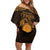 Personalized Brecknockshire Sir Frycheiniog Family Matching Off Shoulder Short Dress and Hawaiian Shirt Gold Brecon Beacons Mountain Celtic-inspired - Wonder Print Shop
