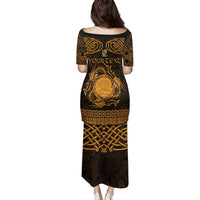 Personalized Brecknockshire Sir Frycheiniog Family Matching Puletasi and Hawaiian Shirt Gold Brecon Beacons Mountain Celtic-inspired - Wonder Print Shop