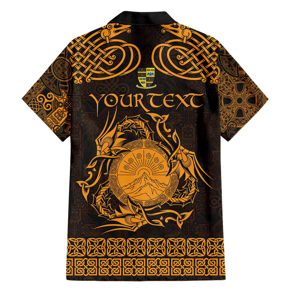 Personalized Brecknockshire Sir Frycheiniog Family Matching Short Sleeve Bodycon Dress and Hawaiian Shirt Gold Brecon Beacons Mountain Celtic-inspired - Wonder Print Shop