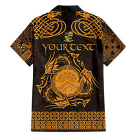 Personalized Brecknockshire Sir Frycheiniog Family Matching Short Sleeve Bodycon Dress and Hawaiian Shirt Gold Brecon Beacons Mountain Celtic-inspired - Wonder Print Shop