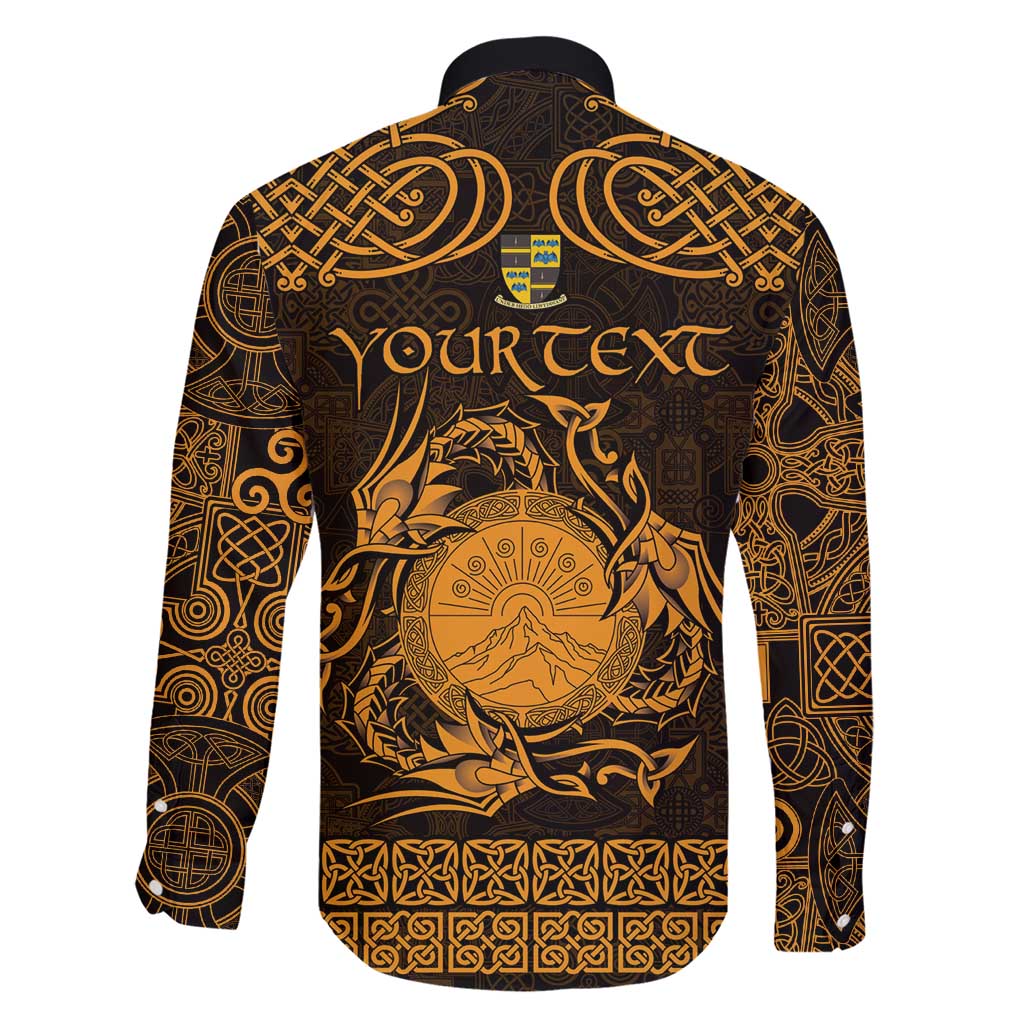 Personalized Brecknockshire Sir Frycheiniog Family Matching Short Sleeve Bodycon Dress and Hawaiian Shirt Gold Brecon Beacons Mountain Celtic-inspired - Wonder Print Shop