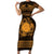Personalized Brecknockshire Sir Frycheiniog Family Matching Short Sleeve Bodycon Dress and Hawaiian Shirt Gold Brecon Beacons Mountain Celtic-inspired - Wonder Print Shop