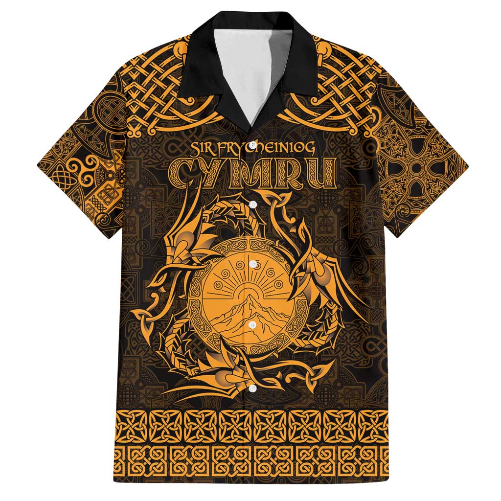 Personalized Brecknockshire Sir Frycheiniog Family Matching Summer Maxi Dress and Hawaiian Shirt Gold Brecon Beacons Mountain Celtic-inspired - Wonder Print Shop