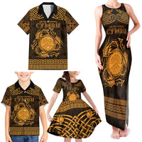 Personalized Brecknockshire Sir Frycheiniog Family Matching Tank Maxi Dress and Hawaiian Shirt Gold Brecon Beacons Mountain Celtic-inspired - Wonder Print Shop