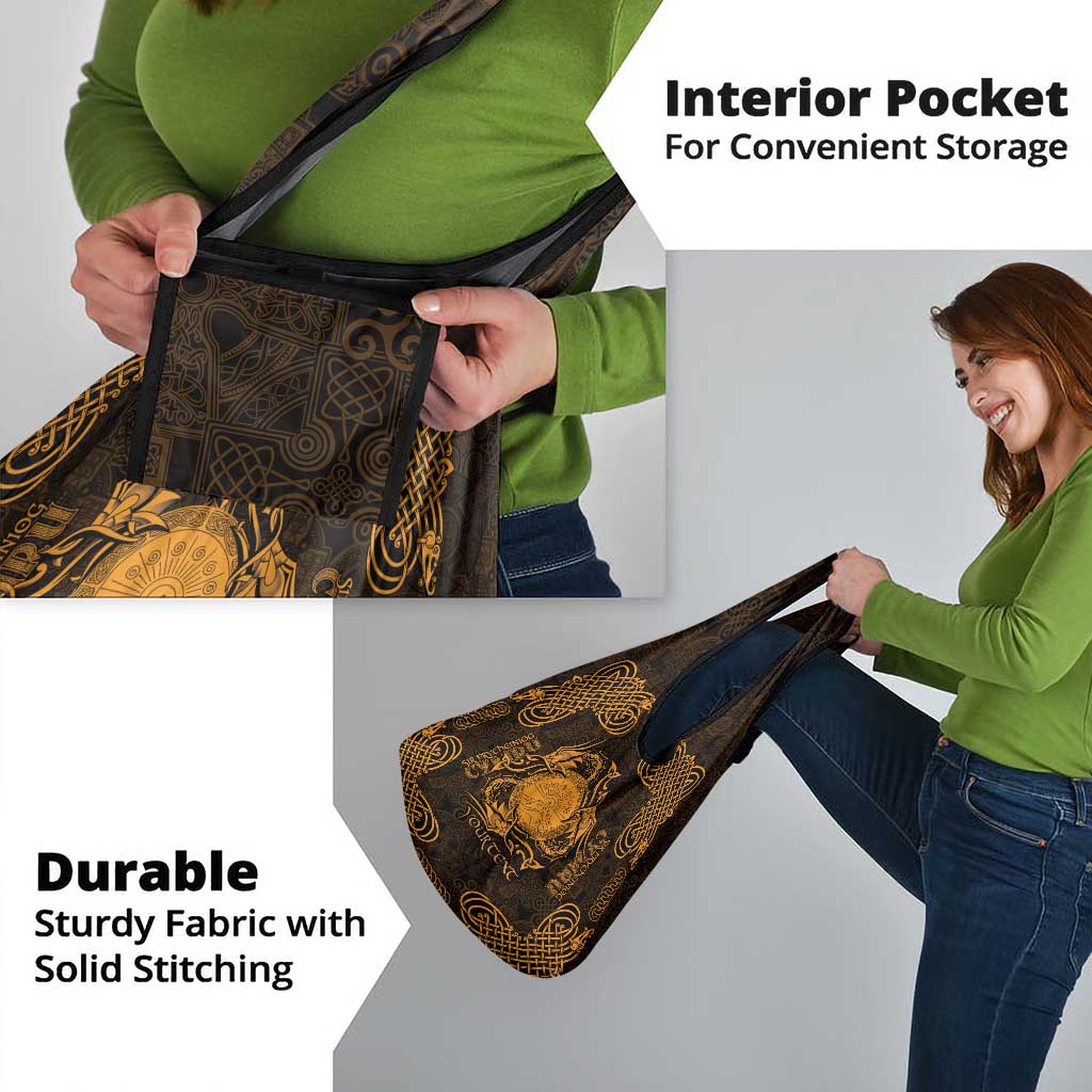 Personalized Brecknockshire Sir Frycheiniog Grocery Bag Gold Brecon Beacons Mountain Celtic-inspired - Wonder Print Shop