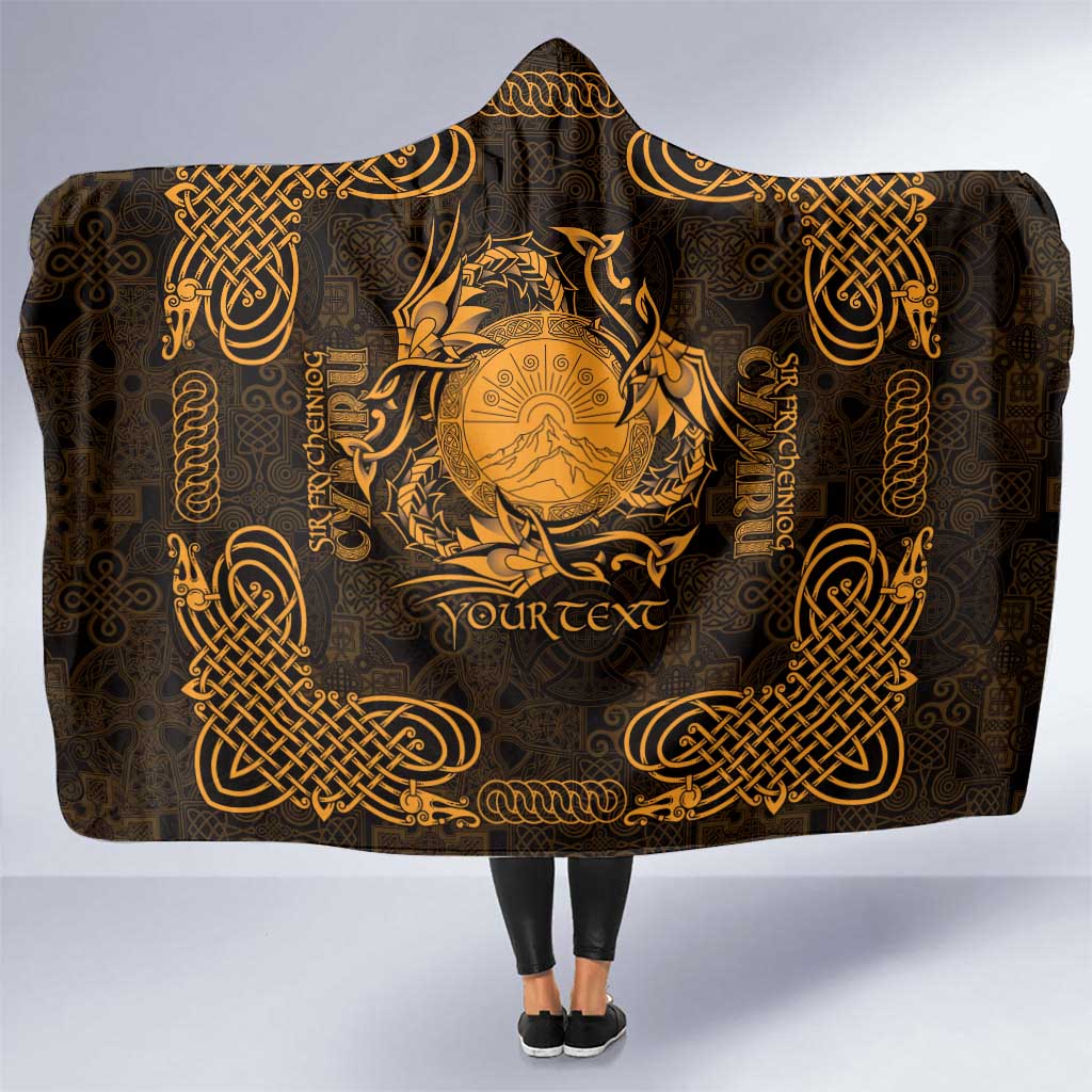 Personalized Brecknockshire Sir Frycheiniog Hooded Blanket Gold Brecon Beacons Mountain Celtic-inspired - Wonder Print Shop