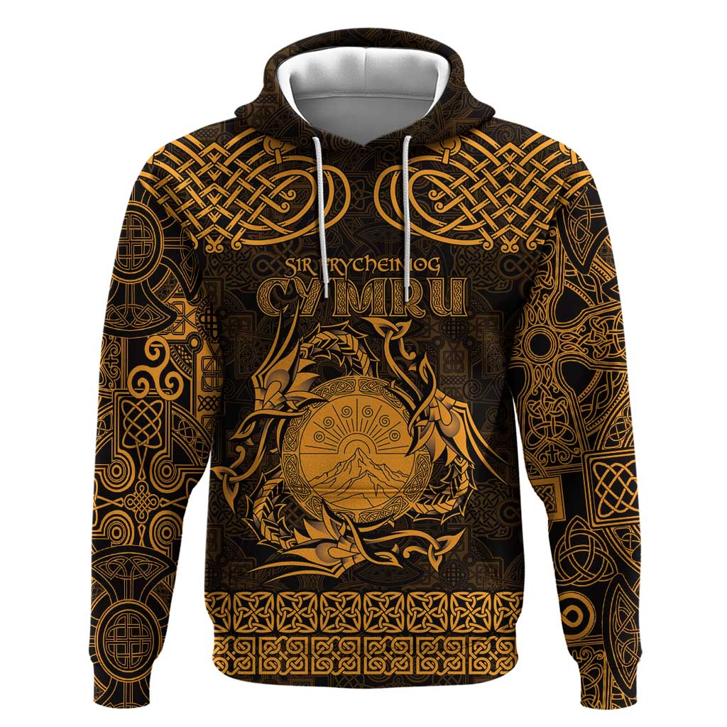 Personalized Brecknockshire Sir Frycheiniog Hoodie Gold Brecon Beacons Mountain Celtic-inspired - Wonder Print Shop