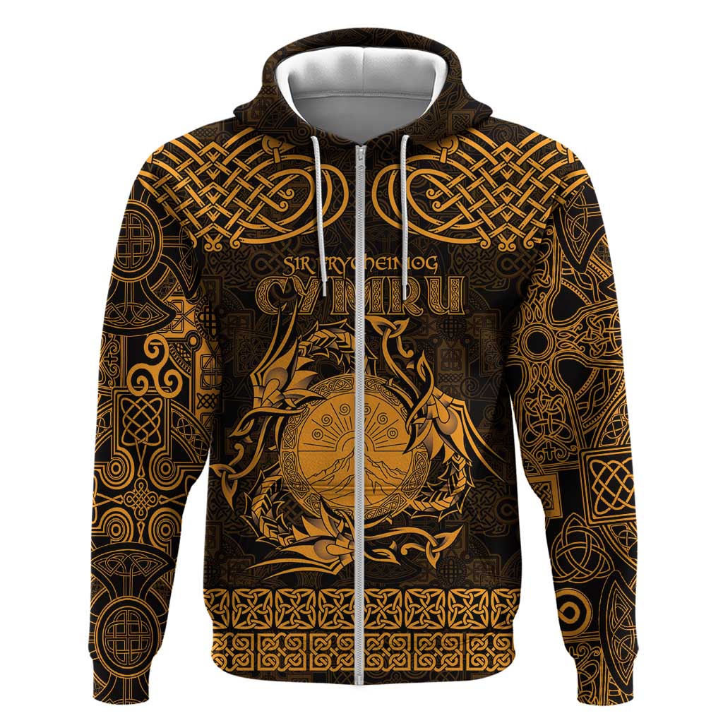 Personalized Brecknockshire Sir Frycheiniog Hoodie Gold Brecon Beacons Mountain Celtic-inspired - Wonder Print Shop