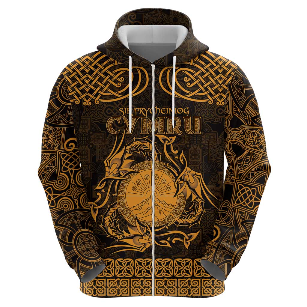 Personalized Brecknockshire Sir Frycheiniog Hoodie Gold Brecon Beacons Mountain Celtic-inspired - Wonder Print Shop