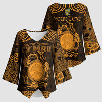 Personalized Brecknockshire Sir Frycheiniog Kimono Sleeve Blouse Gold Brecon Beacons Mountain Celtic-inspired - Wonder Print Shop