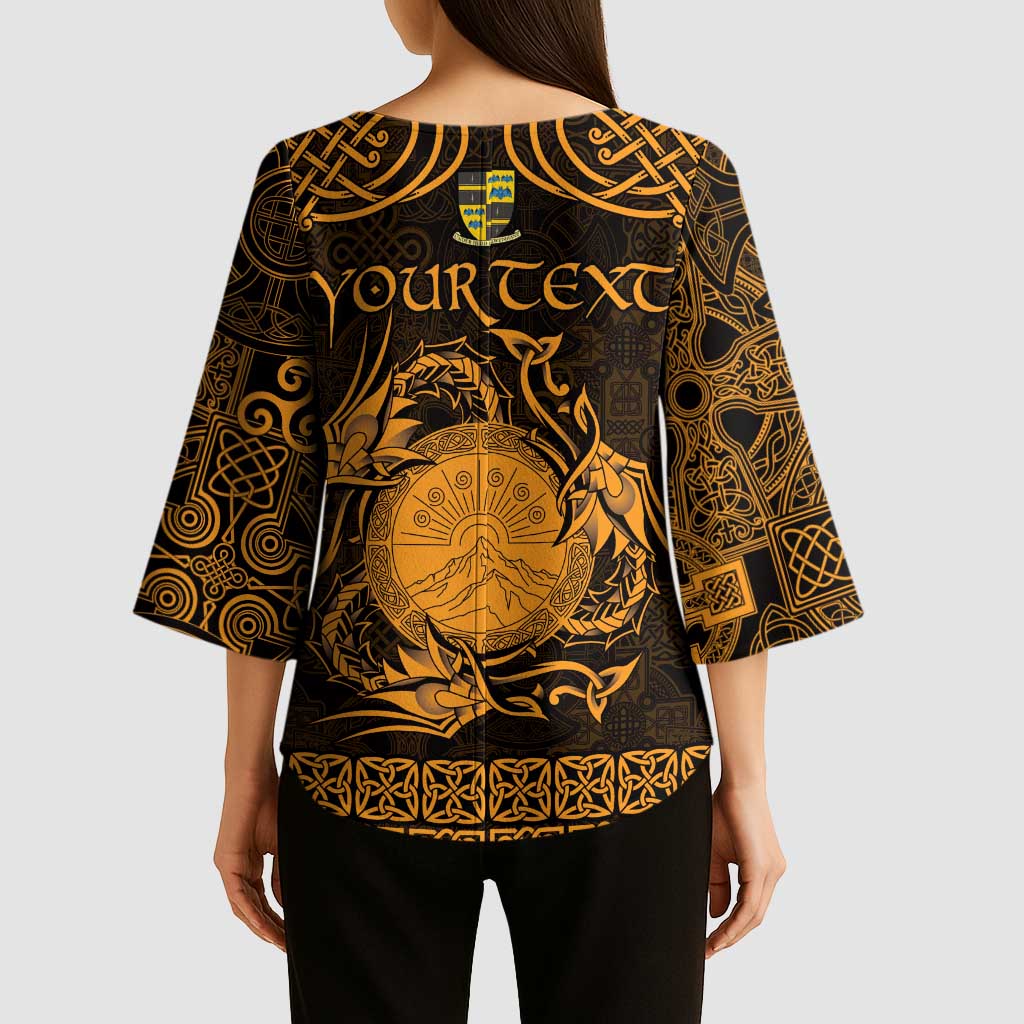 Personalized Brecknockshire Sir Frycheiniog Kimono Sleeve Blouse Gold Brecon Beacons Mountain Celtic-inspired - Wonder Print Shop