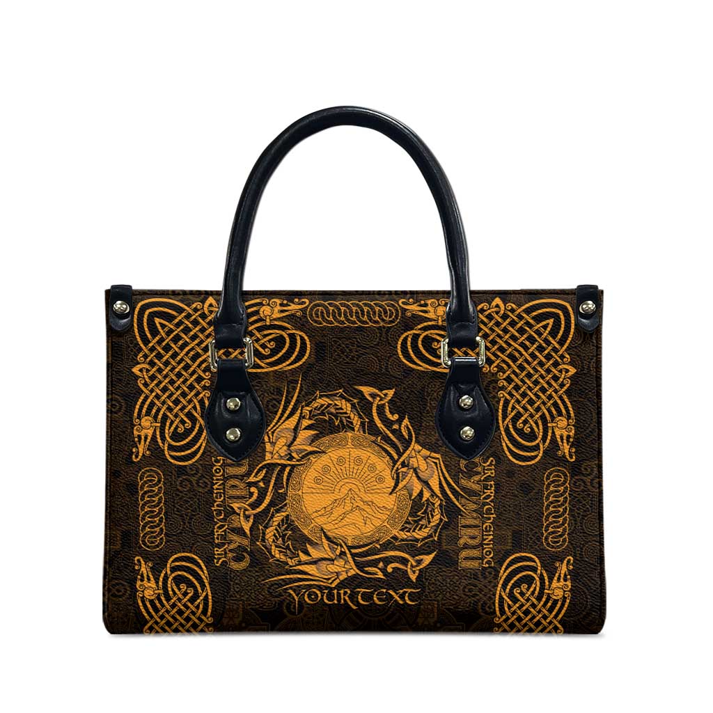Personalized Brecknockshire Sir Frycheiniog Leather Bag Gold Brecon Beacons Mountain Celtic-inspired - Wonder Print Shop