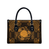 Personalized Brecknockshire Sir Frycheiniog Leather Bag Gold Brecon Beacons Mountain Celtic-inspired - Wonder Print Shop