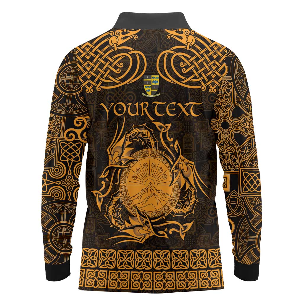 Personalized Brecknockshire Sir Frycheiniog Long Sleeve Polo Shirt Gold Brecon Beacons Mountain Celtic-inspired - Wonder Print Shop