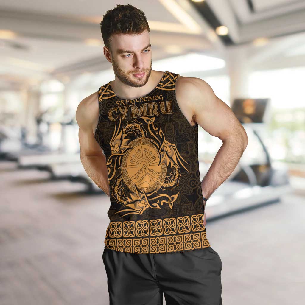 Personalized Brecknockshire Sir Frycheiniog Men Tank Top Gold Brecon Beacons Mountain Celtic-inspired - Wonder Print Shop