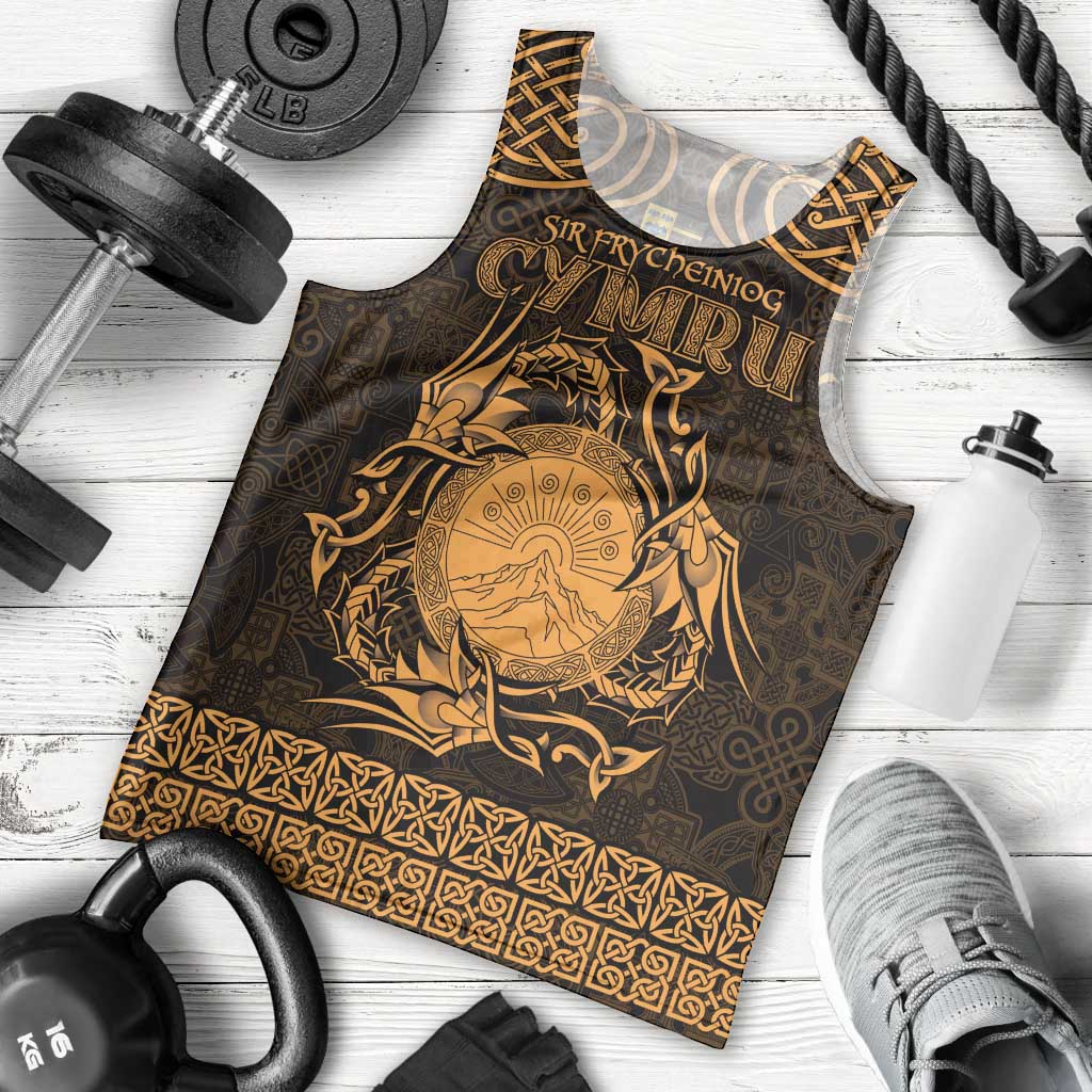 Personalized Brecknockshire Sir Frycheiniog Men Tank Top Gold Brecon Beacons Mountain Celtic-inspired - Wonder Print Shop