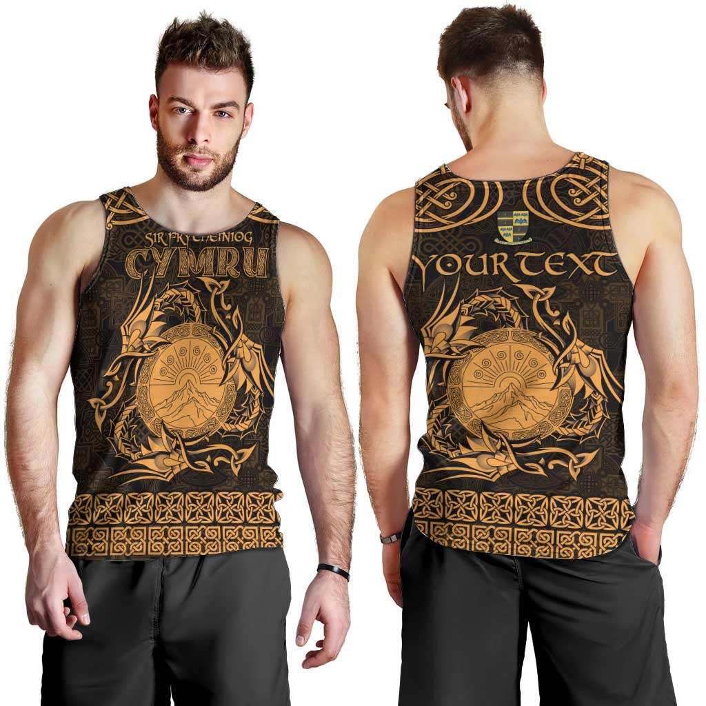 Personalized Brecknockshire Sir Frycheiniog Men Tank Top Gold Brecon Beacons Mountain Celtic-inspired - Wonder Print Shop