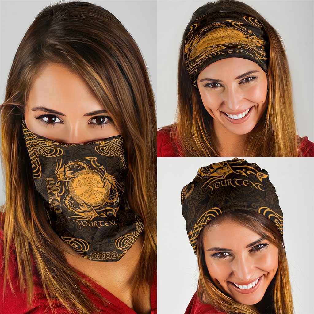 Personalized Brecknockshire Sir Frycheiniog Neck Gaiter Gold Brecon Beacons Mountain Celtic-inspired - Wonder Print Shop