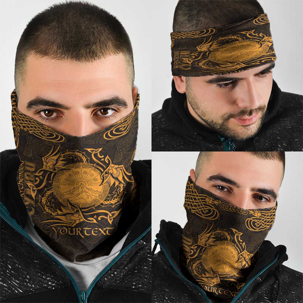 Personalized Brecknockshire Sir Frycheiniog Neck Gaiter Gold Brecon Beacons Mountain Celtic-inspired - Wonder Print Shop